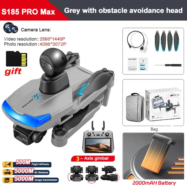 S185 GPS Drone 4K Professional Dual Camera 5G Digital Image Transmission 3-Axis Gimbal 360° Obstacle Avoidance RC Quadcopter 5KM