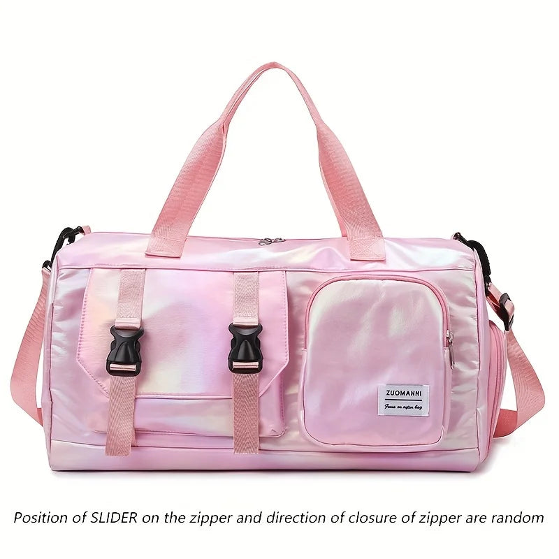 Large Capacity Women'S Nylon Travel Duffel Bag,Weekender Gym Tote with Shoe Compartment, Versatile Sports & Fitness Carry-On