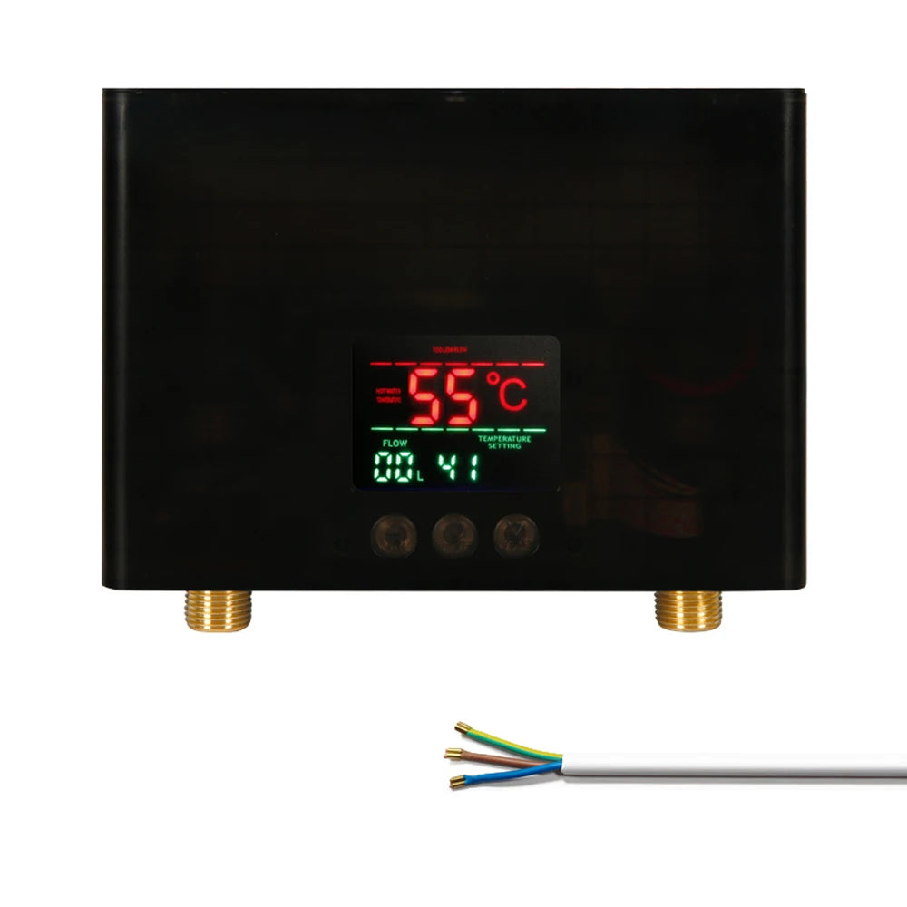 3KW Instant Water Heater Electric Tankless Heater LCD Display Wall-Mounted Remote Control Water Calorifier for Kitchen Bathroom
