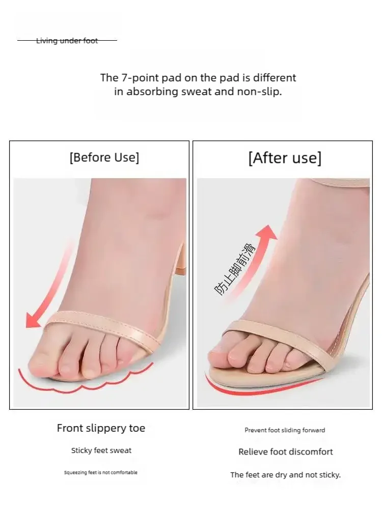 6 pairs of women sandals sole pads, ultra-thin non-slip sweat-absorbent , stick firmly, preventing the foot from sliding forwa