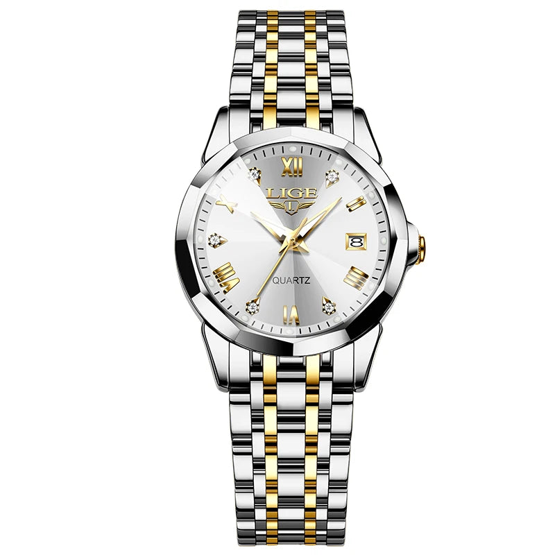 LIGE New Fashion Watch for Women Creative Steel Waterproof Women's Watches Elegant Original Luxury Ladies Quartz Wristwatch