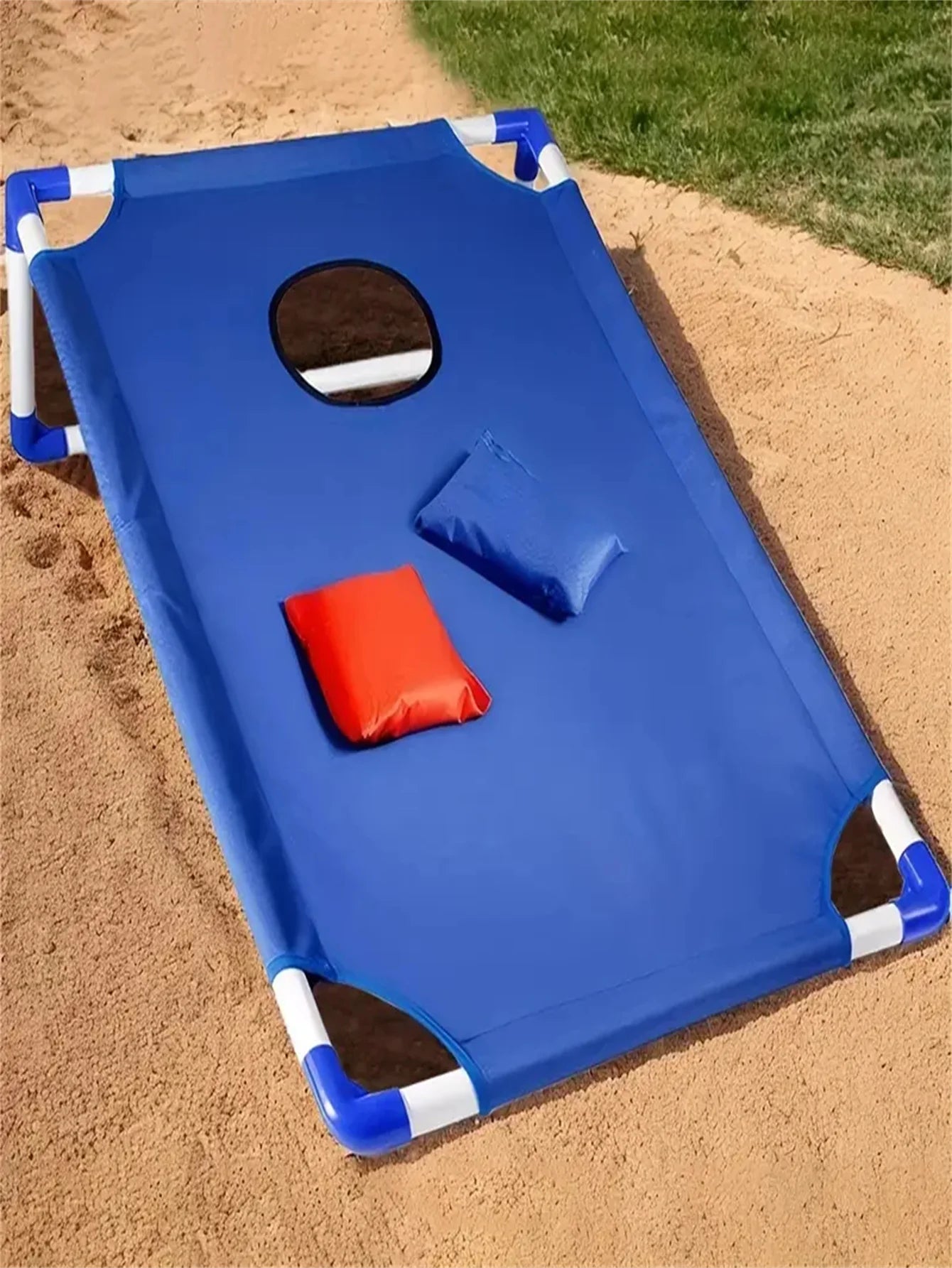 A Set of Red and Blue Portable Corn Hole Game Set, Foldable and Durable, Summer Beach Sandbag Game, Suitable for Outdoor Parties, Camping, Beach and Backyard Entertainment - Including 6 Beans Bags,非常适合 Christmas, East