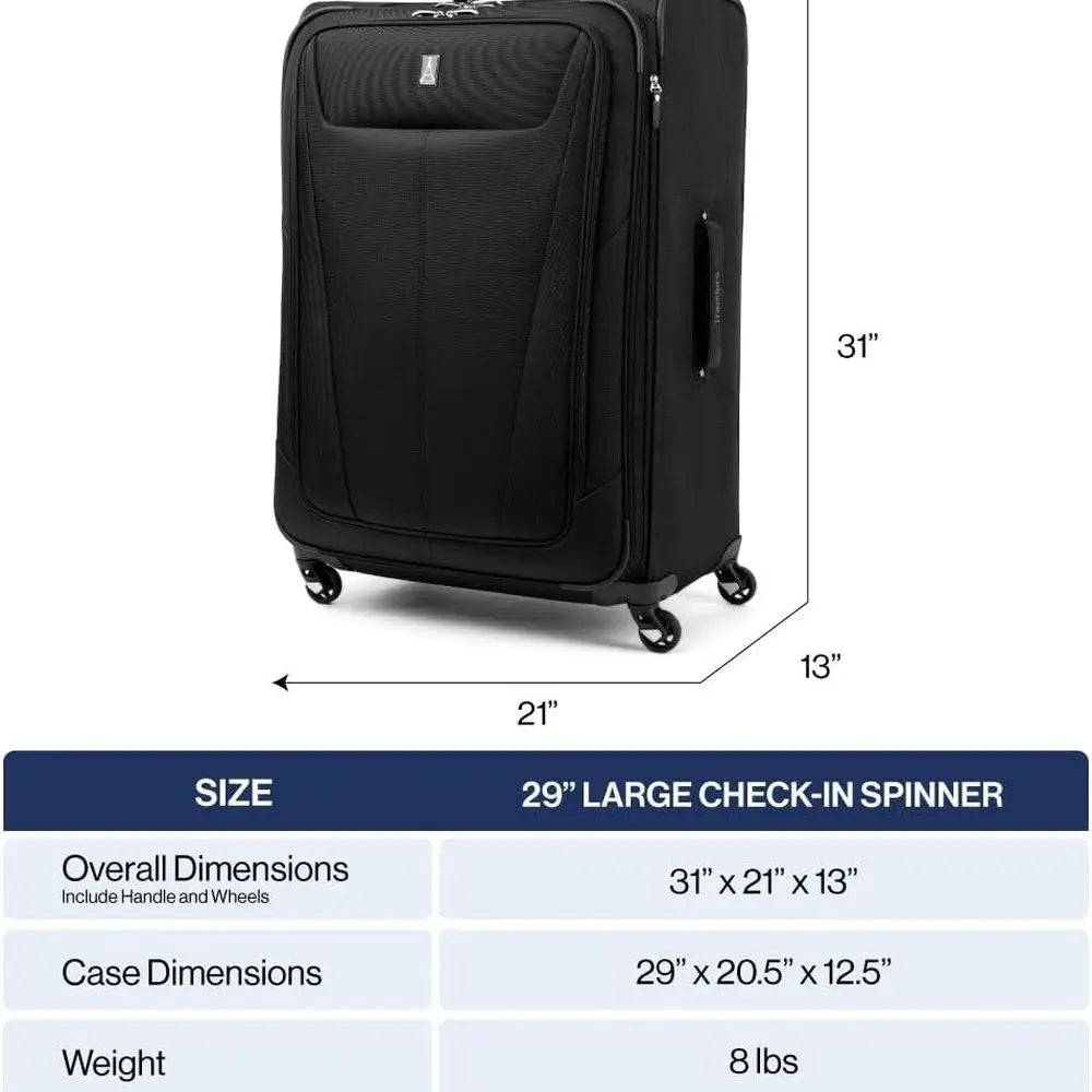 Expandable 4-Wheel Softside Luggage, Dusty Rose Pink, 29-Inch Large Suitcase for Men & Women