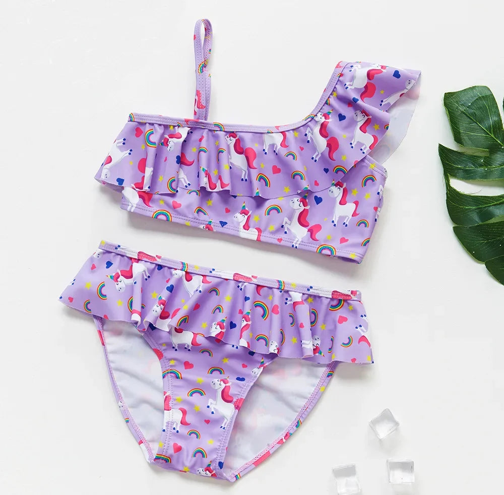 Girls Swimsuit Two Piece Hot Stamping Children's Swimwear Girls Beachwear Baby Swimwear Kids Swimwear Infant Baby Swimsuit