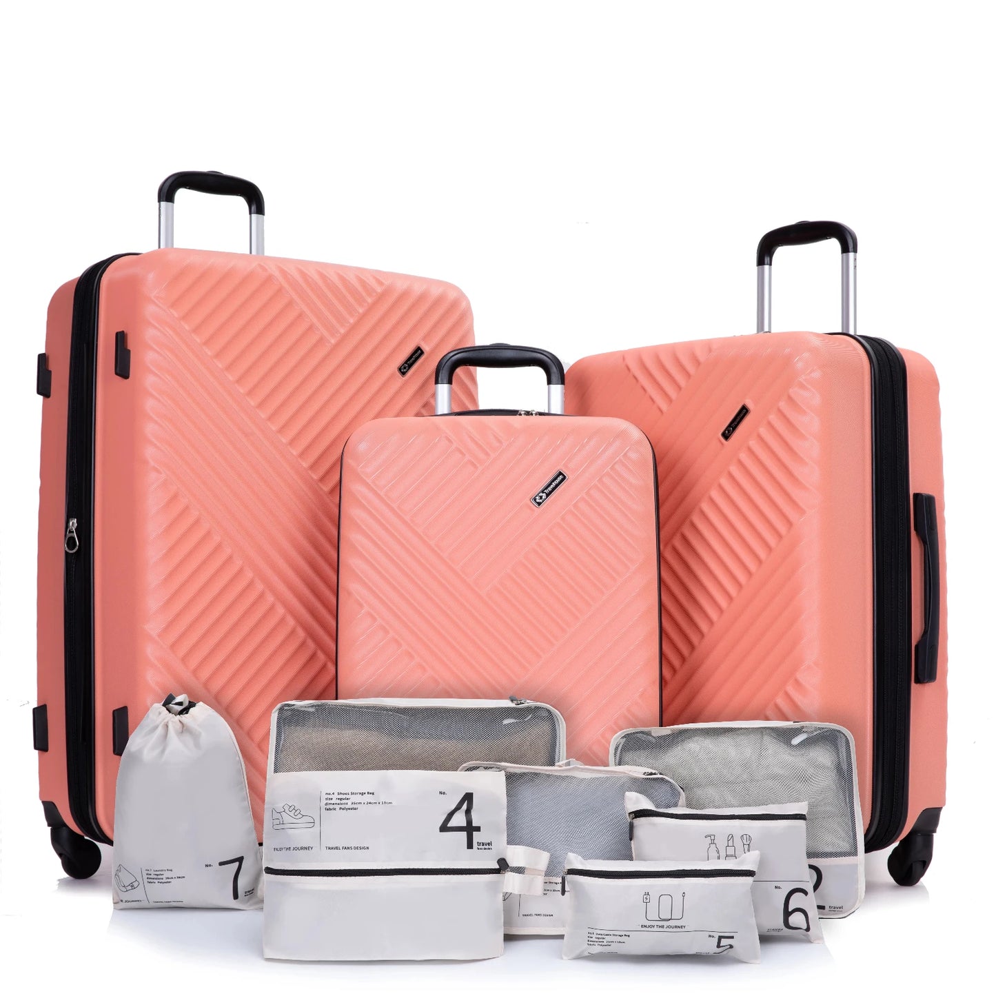 Luggage Sets 3 Piece with Double Spinner Wheel,Suitcase Set PC Hard Case with TSA Lock and Organizer Storage Bags