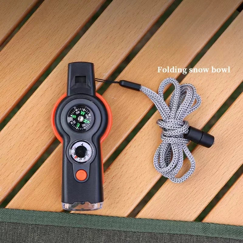 Outdoor Camping 7-In-1 Multi-Function Whistle Survival Whistle Safety Whistle For Hiking Travel Accessories