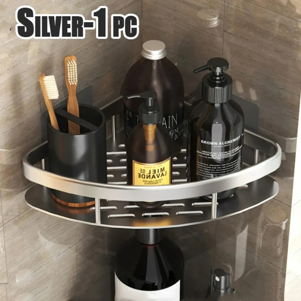 High Quality Wall Mounted Rectangular Rack Bathroom Storage Rack Towel Rack Wall Shower Shampoo Rack Drill Free Rack Tripod