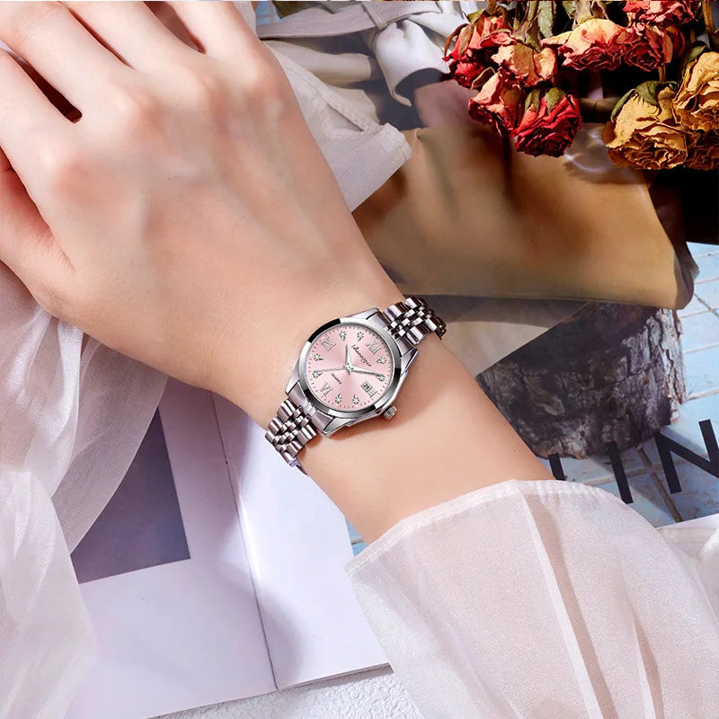 Ladies' watches, women's niche, light luxury, high-end feel, women's high beauty, luminous steel strip calendar, women's watches