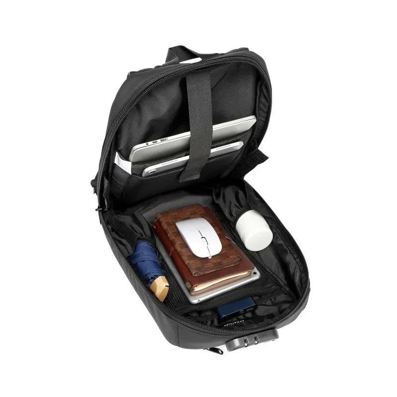 OZUKO Waterproof Men's Backpack with Password Lock Computer Bag with USB Charging Leisure Travel Business Backpack