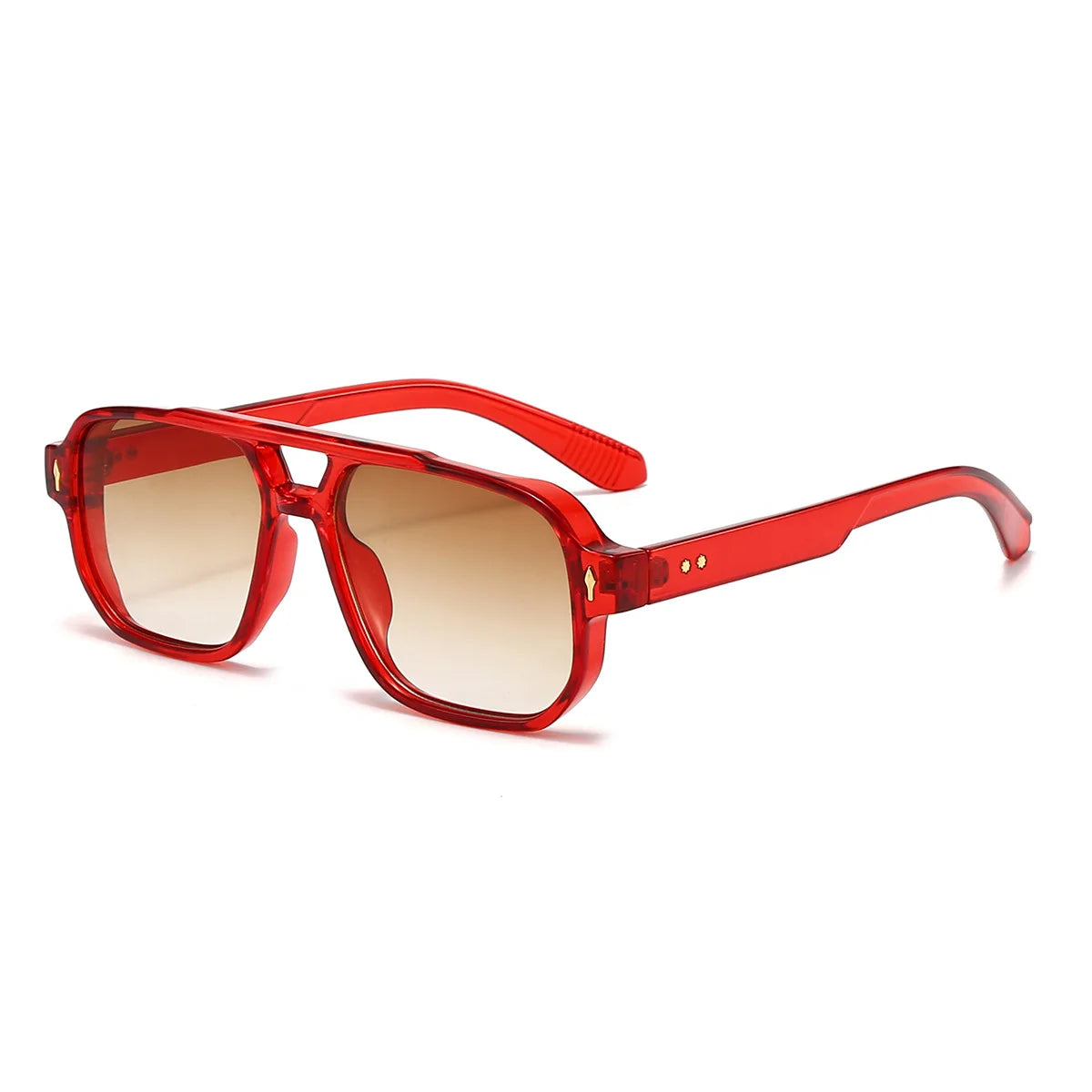 Classic Double Bridges Square Sunglasses Women Men Fashion Clear Ocean Lens Eyewear Trending Rivets Female Sun Glasses UV400