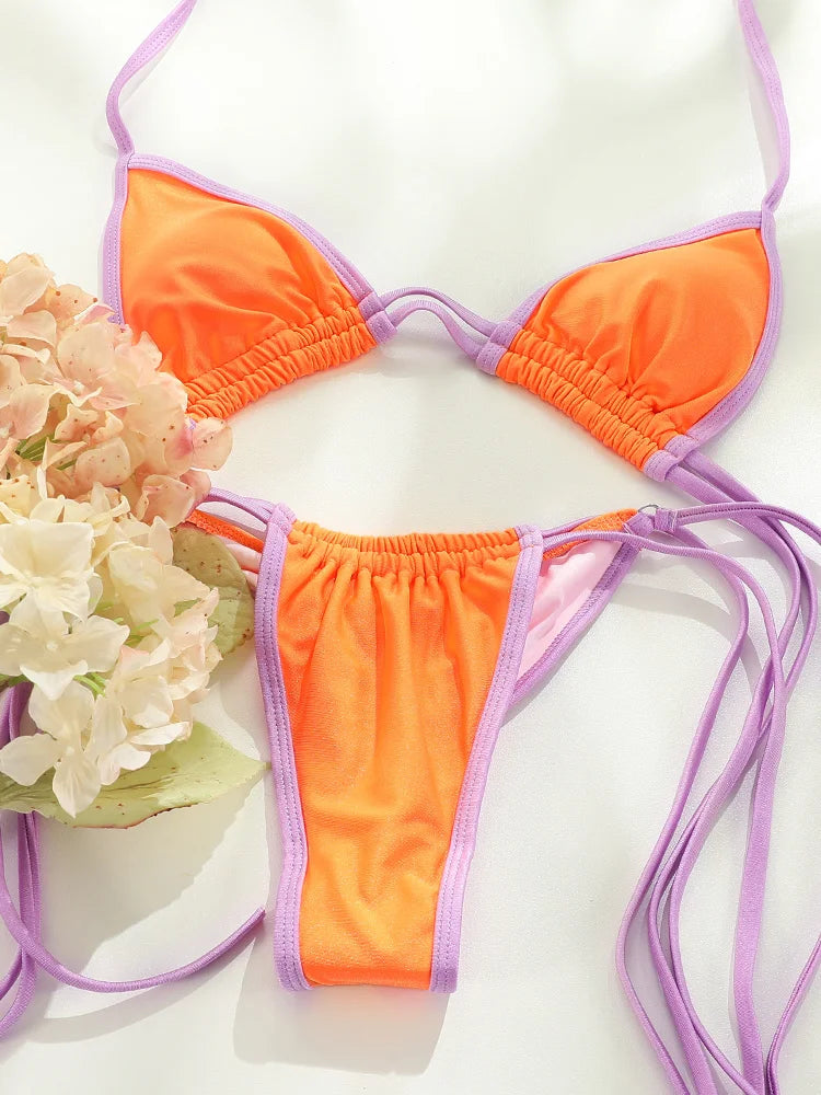 ZRTAK Sexy Bikini Sets Women Swimwear Bikinis Thongs Swimsuit Female Biquinis Bathing Suit Bandage Beachwear Two Piece Bikinis