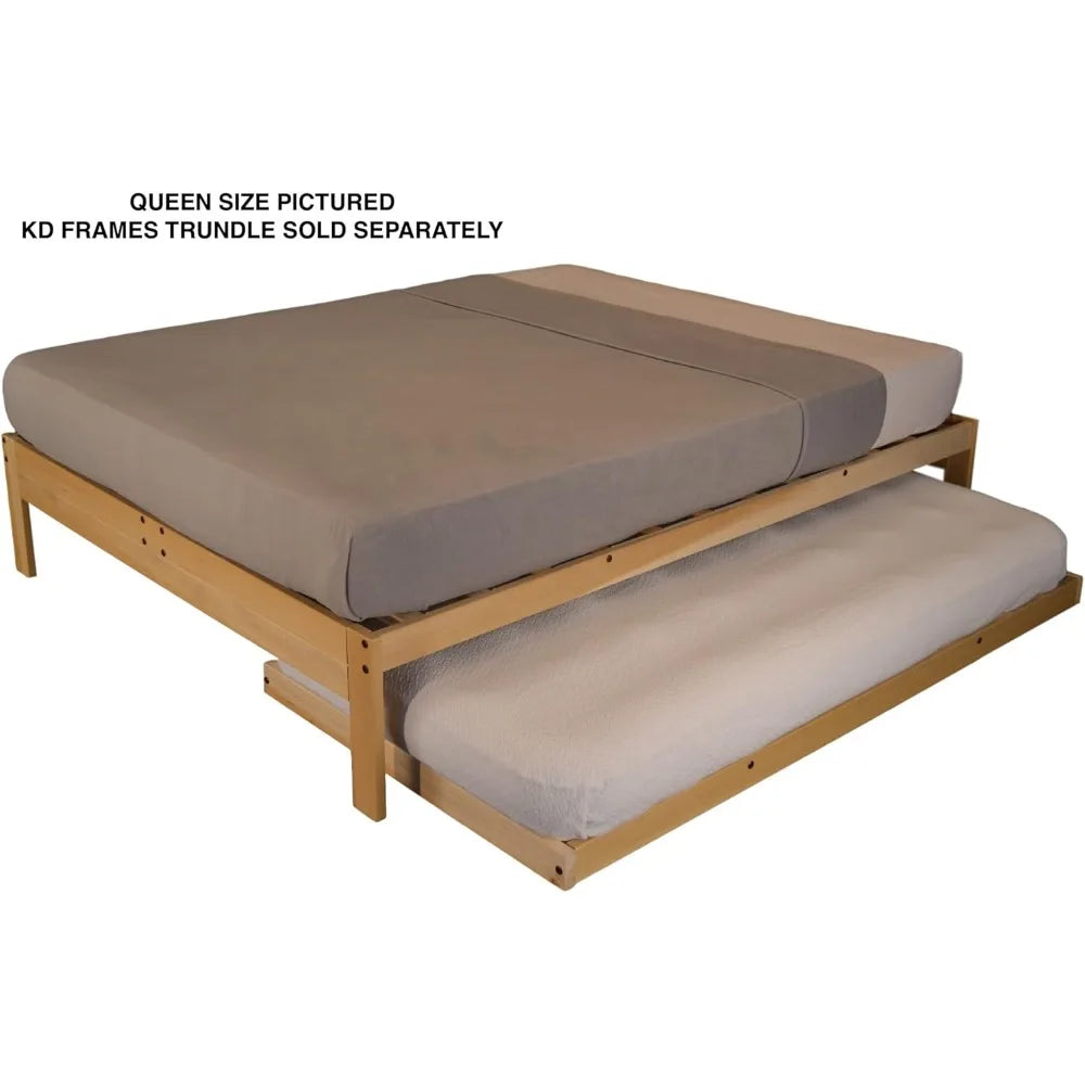Queen-Size KD Frames Nomad Platform Bed - Unfinished Wood - Minimalist Swedish Style - Natural Wood - Simple Assembly
