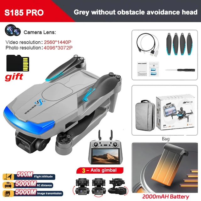 S185 GPS Drone 4K Professional Dual Camera 5G Digital Image Transmission 3-Axis Gimbal 360° Obstacle Avoidance RC Quadcopter 5KM
