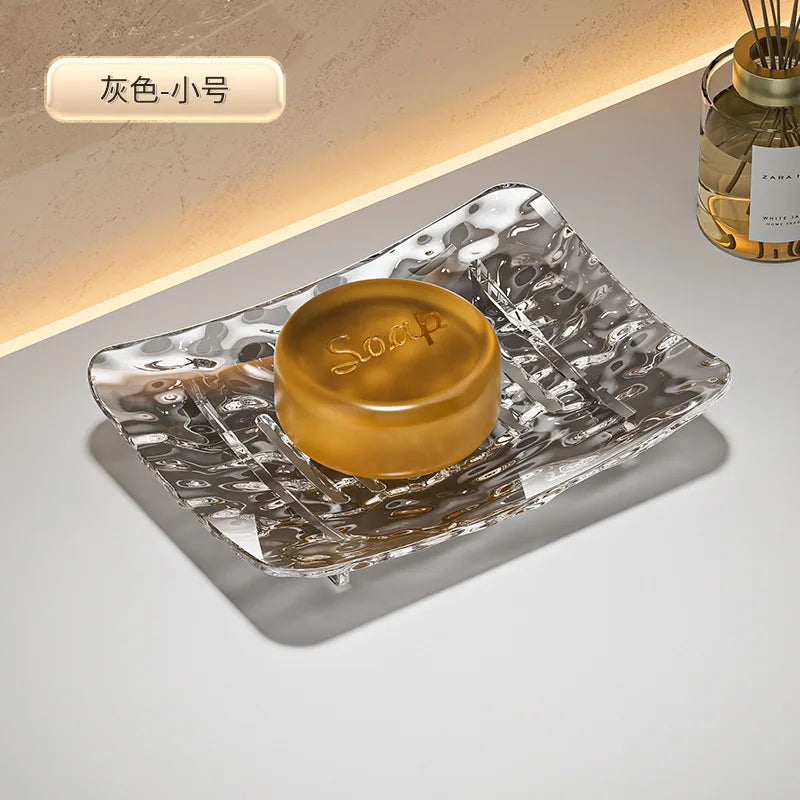 Transparent Light Luxury Soap-Box High-End Bathroom Glacier Patterned Soap-Storage Rack Household Use Soap Box Tray Soap Case