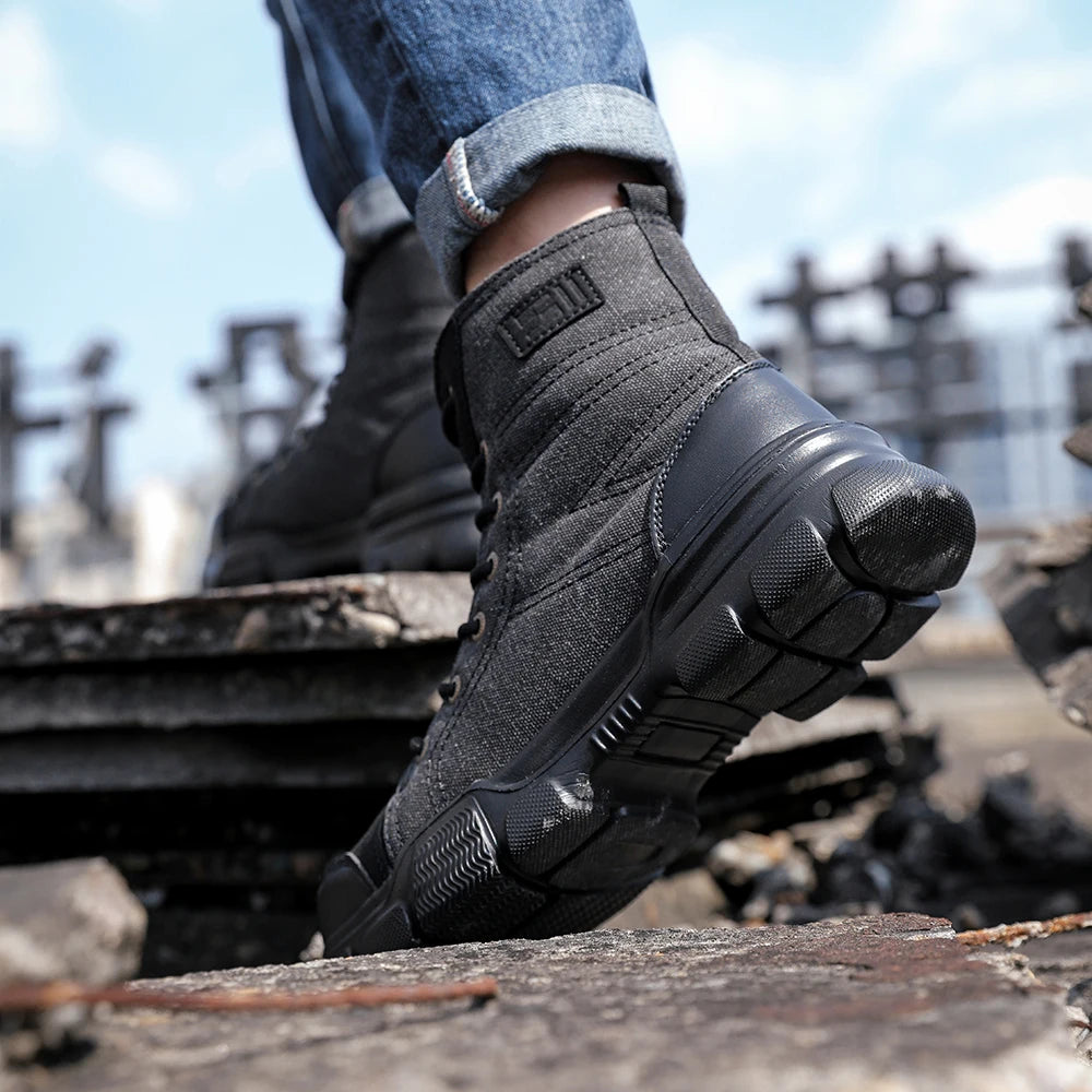 Safety Shoes Steel Toe Boots for Men Comfortable Soft Work Sneakers Anti-Puncture Anti-smash Work Shoes Protective Boots