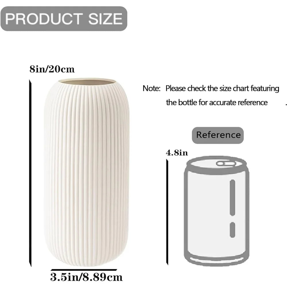 White Ceramic Vase, Vase Modern White Vase Home Decoration, Small Vase, Rib Texture Vase for Pampas Grass Decorative Vase