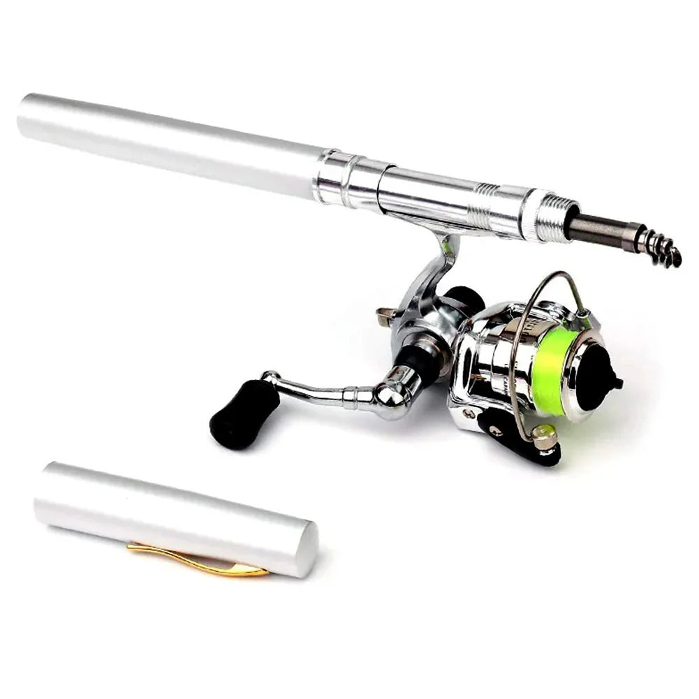 Mini Pocket Pen Fishing Rod Reel Combo Telescopic Fishing Pole with Reel Fishing Rod Spinning Reel Combo Kit for Outdoor Fishing