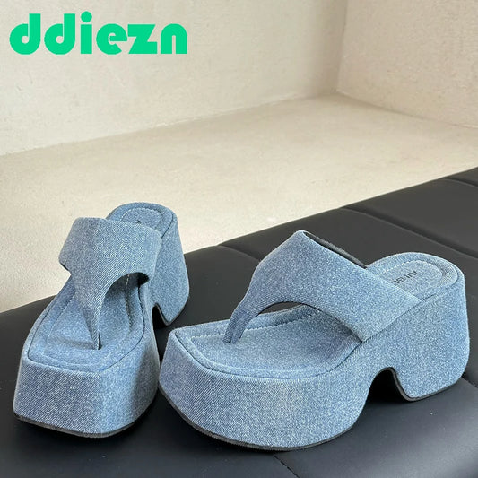Pumps Flip Flops Slippers Shoes For Ladies New 2025 Female Footwear Platform Wedges Women Slippers Fashion Slides Heels  Shoes