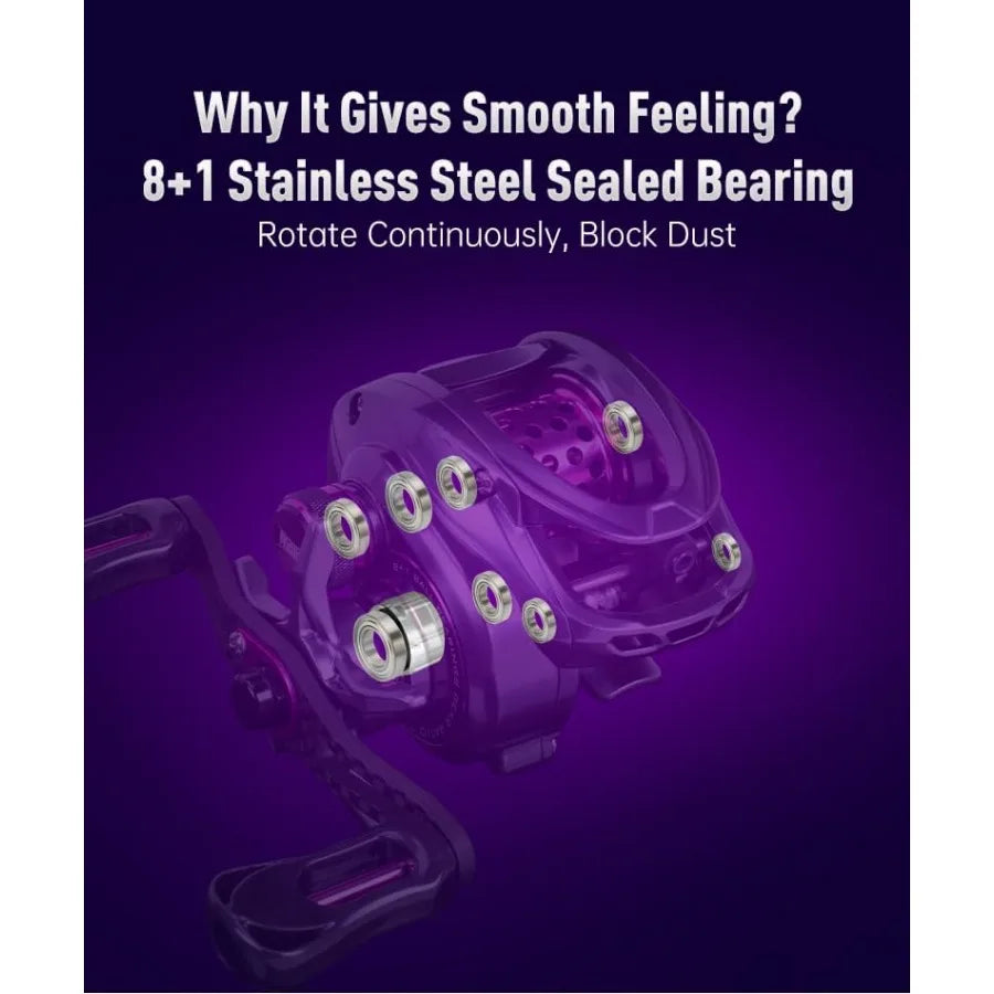 4.76oz Ultralight Finesse Baitcasting Fishing Reel with 8+1BB for Super Smooth Performance 7.1:1 8.1:1 Gear Ratio Ideal for Cas