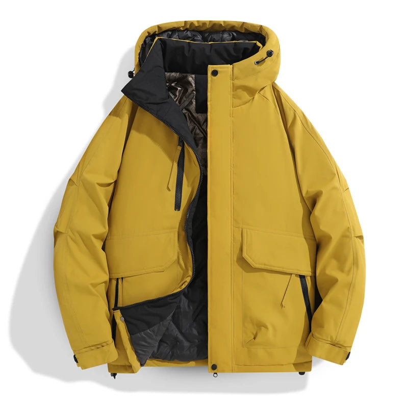 2025 Autumn/Winter New Thickened Fashion Versatile Warm Outdoor Windproof Waterproof Hooded Casual Jacket Cotton Jacket for Men