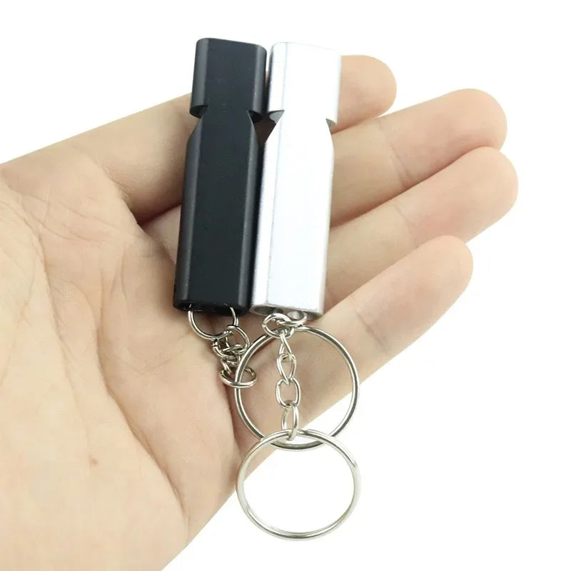 Dual Frequency Survival Whistle Flat Metal Whistle for Outdoor Hiking Climbing Emergence Whistle Cheerleading Souvenirs