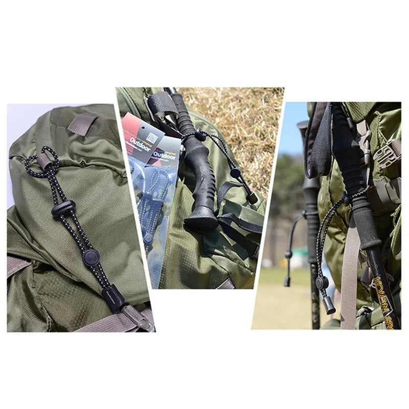 2pcs Backpack Walking Stick Holder Trekking Hiking Pole Fixing Tie Cord Rope Outdoor Sports Small Tools for Camping Mountain