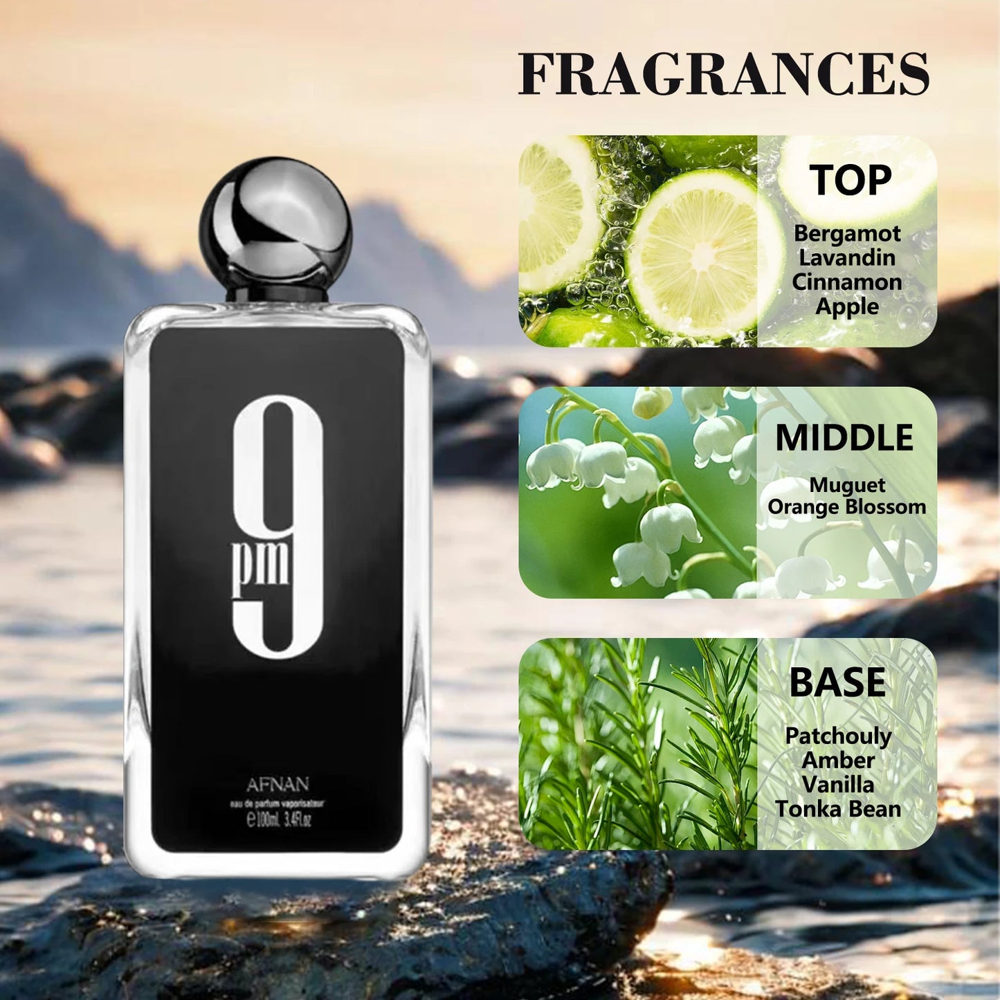 Afnan 9 AM for Unisex Eau De Parfum 9 PM Long-lasting Pheromone Fragrance for Men and Women High Quality Cologne Perfume 3.4Oz