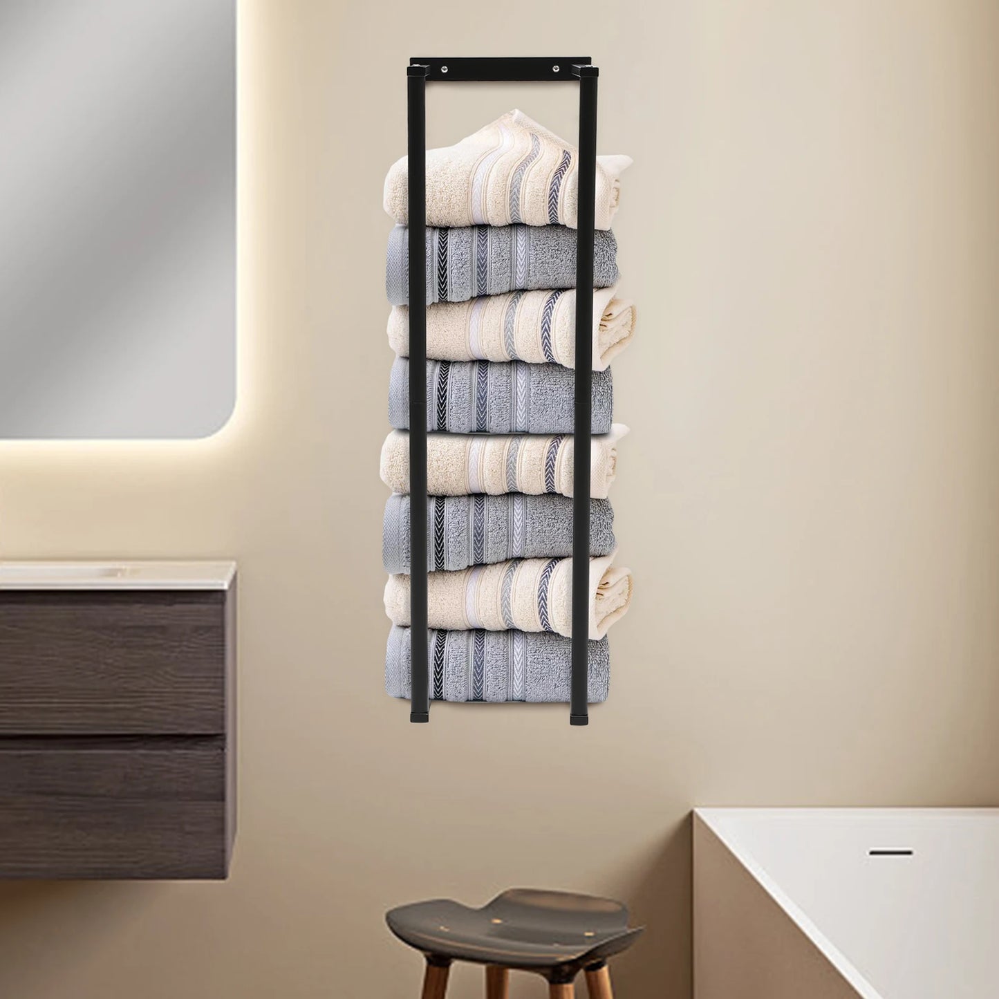 Towel Rack for Bathroom, Towel Storage Wall Mounted Bath Towel Holder for Folded Large Towel Washcloths, Bathroom Organize