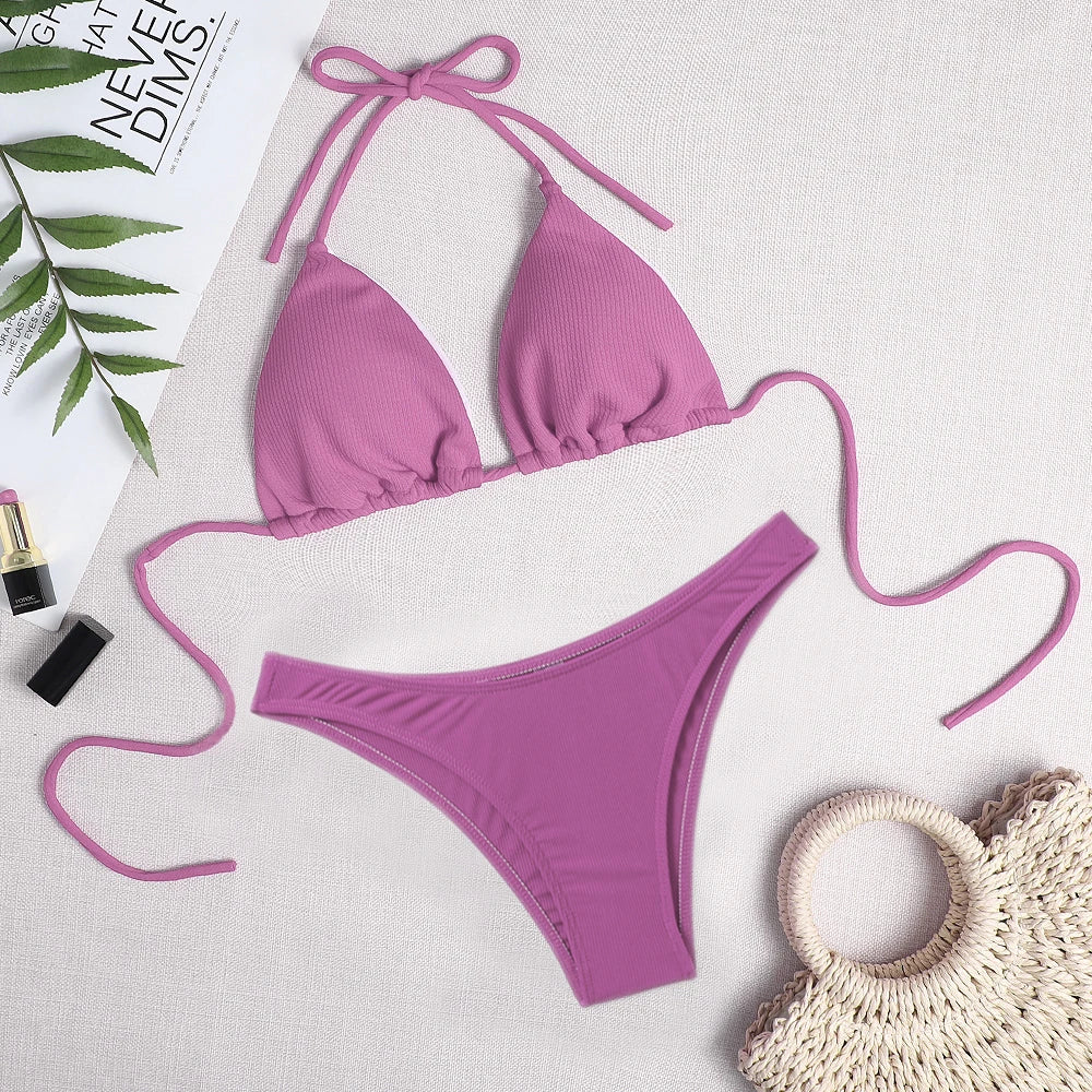 Sexy Mini Bikini 2023 Swimwear Strap Women's Swimwear Women's T-shaped Bikini Set 2-Piece Women's Swimwear Beach