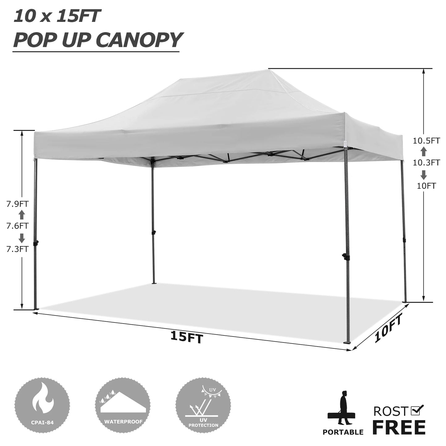 10x15 Heavy Duty Pop up Canopy Tent Easy Up Commercial Outdoor Canopy Wedding Party Tents for Parties All Season Wind Gazebo