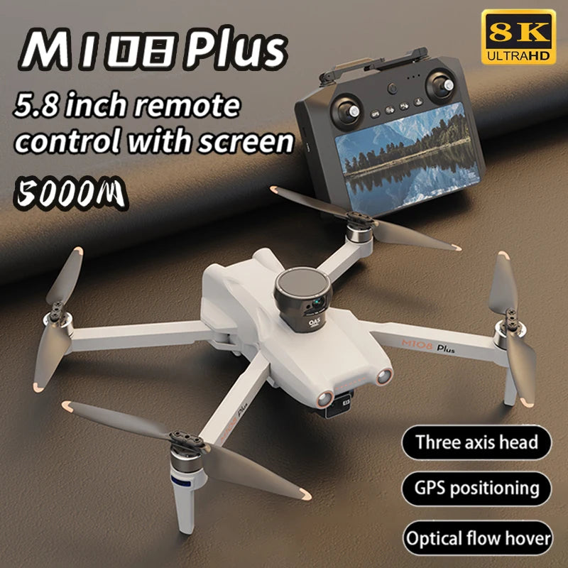M108 Plus GPS Drone Professional aerial photography HD 8K With Screen Remote Control 3-axis Gimbal Obstacle Avoidance FPV Dron