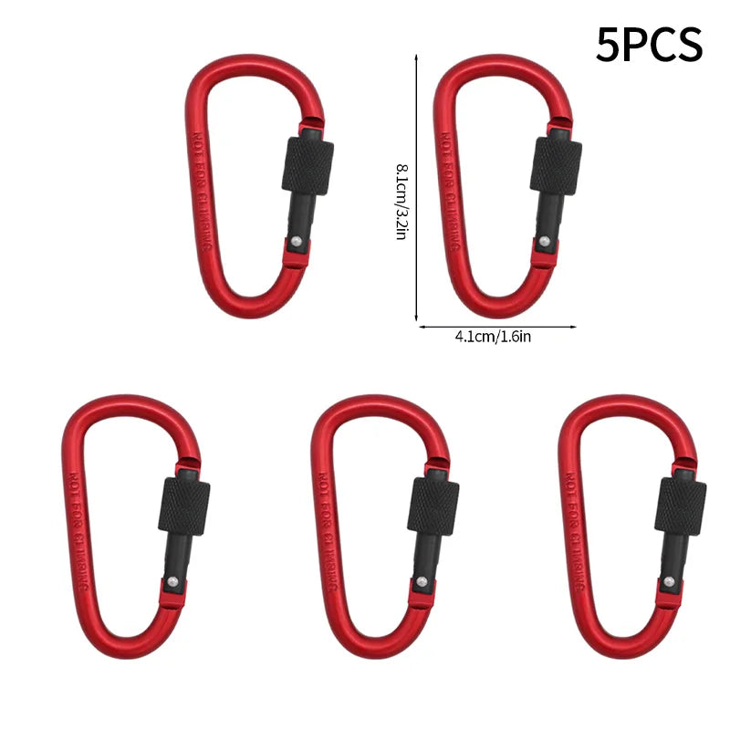 1/5 Camping Backpack Keychain Tent Hook Survival Buckle Tactical Carabiner Aluminium Alloy Mountaineering Buckle Camping Tool