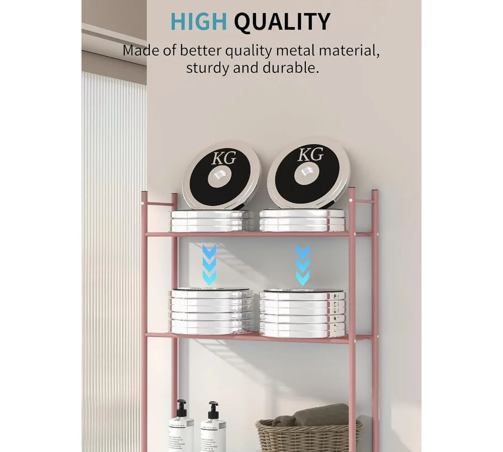 3-Tier Over Toilet Storage Rack with Baskets & Hooks, Space-Saving Metal Bathroom Shelf for Small Spaces