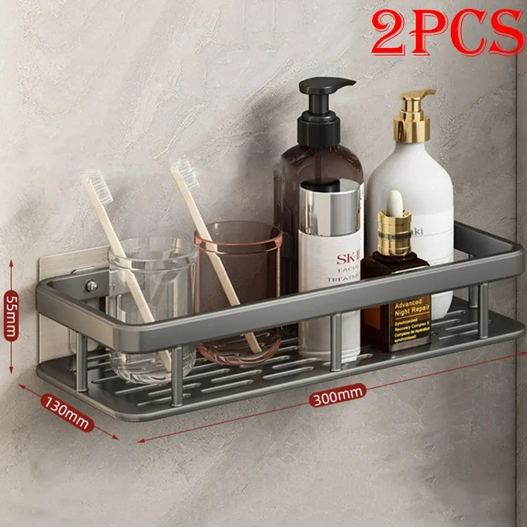 High Quality Wall Mounted Rectangular Rack Bathroom Storage Rack Towel Rack Wall Shower Shampoo Rack Drill Free Rack Tripod