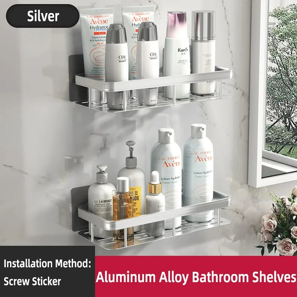 High Quality Wall Mounted Rectangular Rack Bathroom Storage Rack Towel Rack Wall Shower Shampoo Rack Drill Free Rack Tripod
