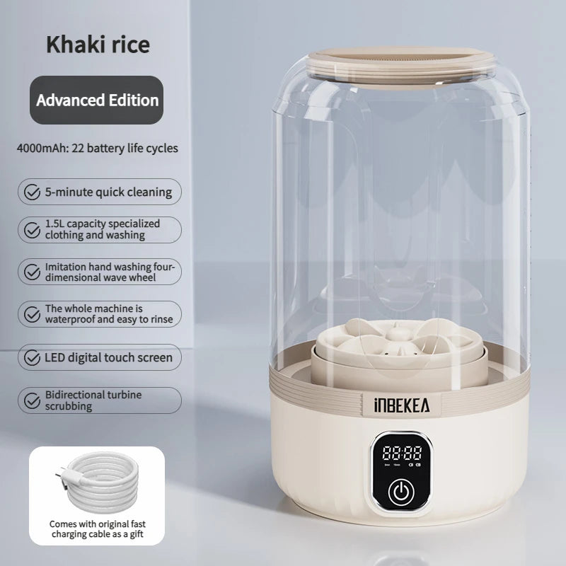 2025 wireless mini digital washing machine, rechargeable portable intelligent small underwear and sock specific washing cup 1.5L