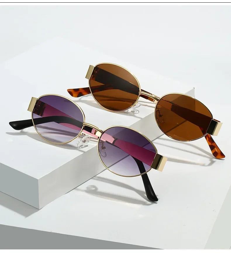 Luxury Metal Brand Sunglasses for Men and Women Unisex Designer Fashion Sun Glasses Oval Unisex Stylish Eyewear Shades UV400