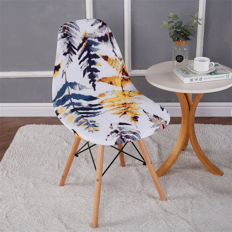 1PC Elastic Shell Chair Cover Stretch Armless Dining Chairs Slipcovers Geometric Spandex Seat Covers for Kitchen Hotel Office