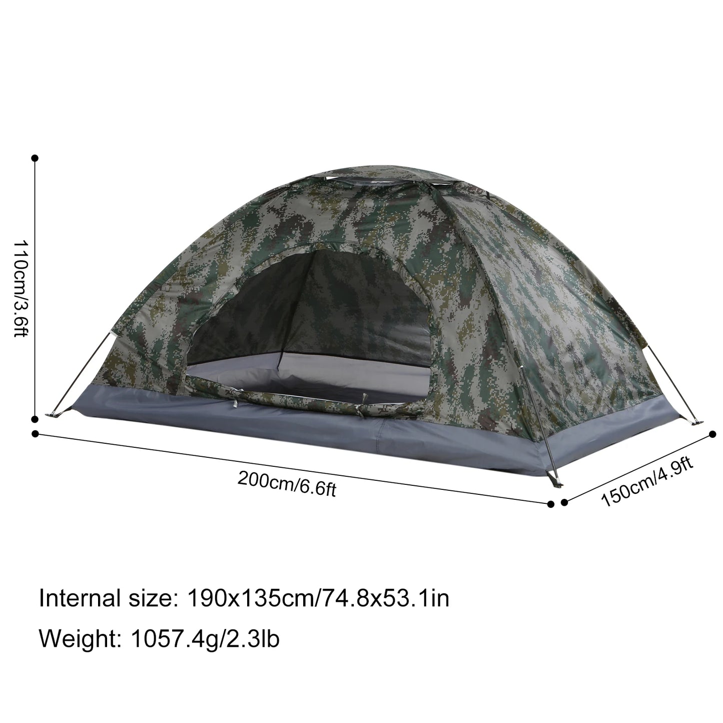 Outdoor Tent Ultralight Camping Tent Single Layer Portable Water-Resistant Tent Anti-UV UPF 30+ for Outdoor Beach Fishing