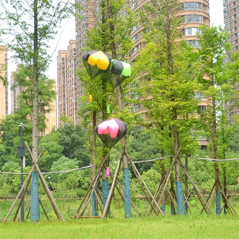 3PCS Hand Throwing Parachute Children's Outdoor Fun Sports Game Toys Parachute Characters Soldier Parent Child Interaction