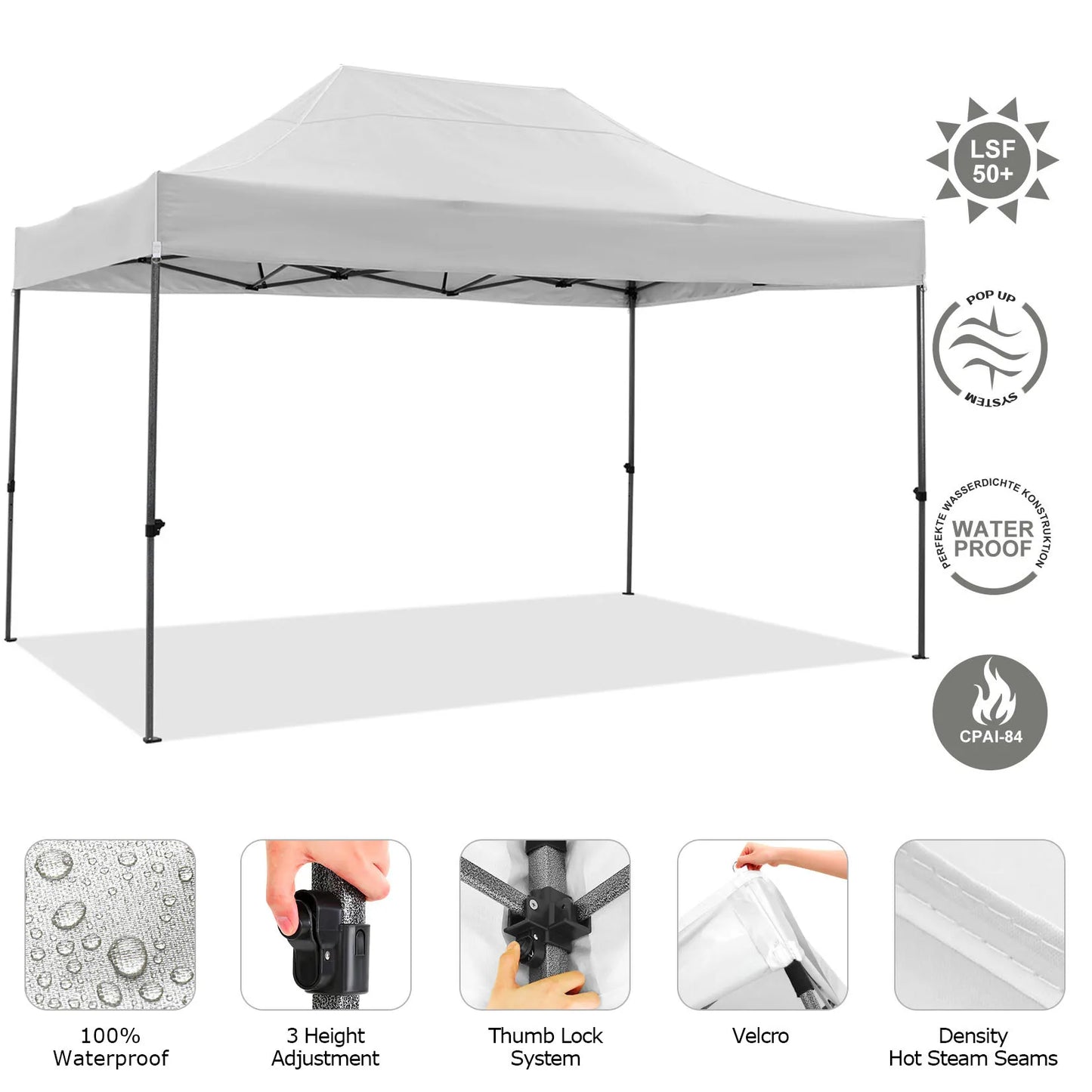 10x15 Heavy Duty Pop up Canopy Tent Easy Up Commercial Outdoor Canopy Wedding Party Tents for Parties All Season Wind Gazebo