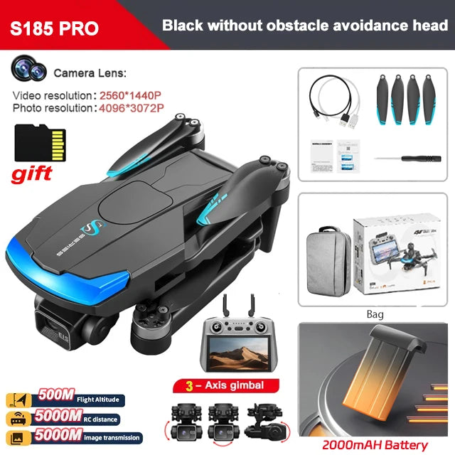 S185 GPS Drone 4K Professional Dual Camera 5G Digital Image Transmission 3-Axis Gimbal 360° Obstacle Avoidance RC Quadcopter 5KM