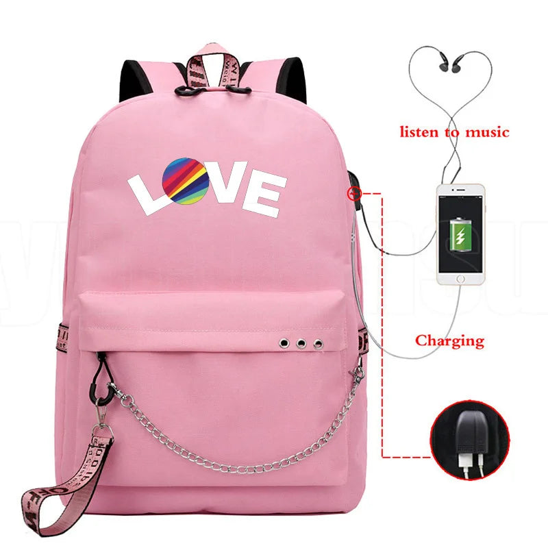 Popular Youthful School Bag Unisex Now United Travel Bags Usb Rechargeable Oxford Waterproof Notebook Shoulder Backpacks