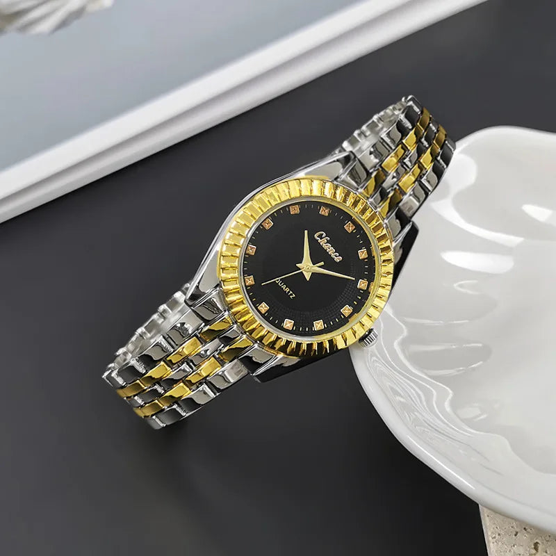 Men's and women's business watches, sun patterned quartz watches, alloy steel strips, couple watches