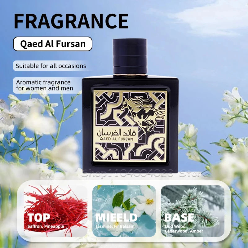 Lattafa Qaed Al Fursan Perfume Original Arabic Perfume Eau de Parfum Long-Lasting Fragrance for Unisex Oriental Scent 90ML