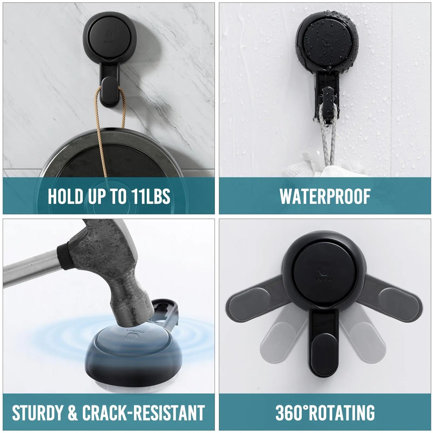 TAILI No Drilling Towel Hook Removable Vacuum Suction Cup Hooks Bathroom Robe Towel Holder Hook Kitchen Hotel Home Accessories
