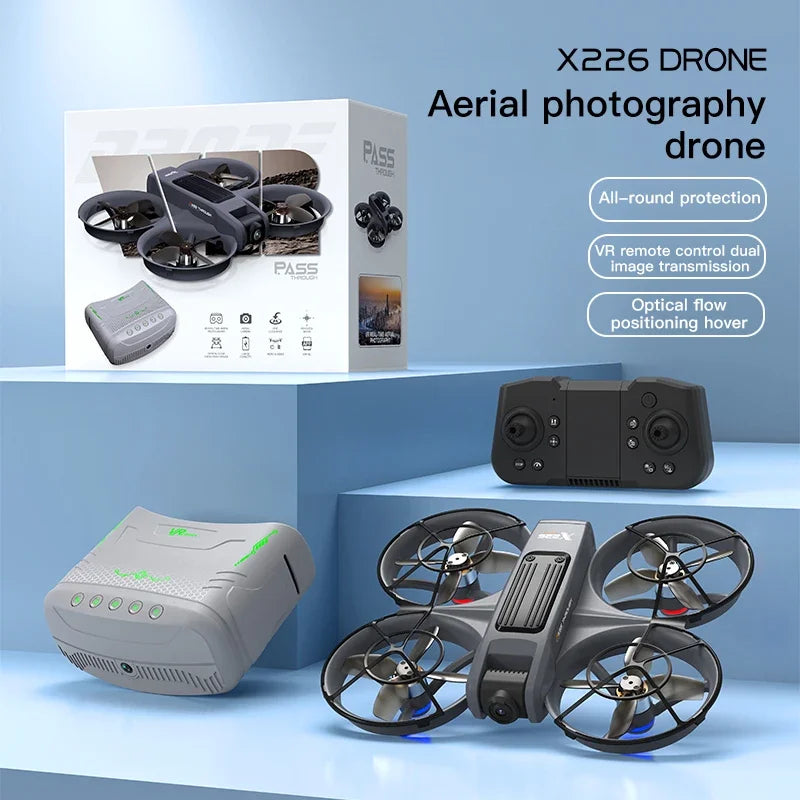 X226 VR FPV Drone 4K HD Dual Camera Aircraft Brushless Motor WIFI 2.4G/5G RC Quadcopter Optical Flow Positioning Mini Drone Toys
