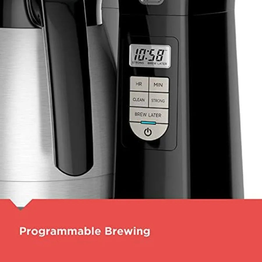 12Cup Thermal Programmable Coffee Maker with Brew Strength Selector for Home and Office Use AutoClean Functionality Sleek Black