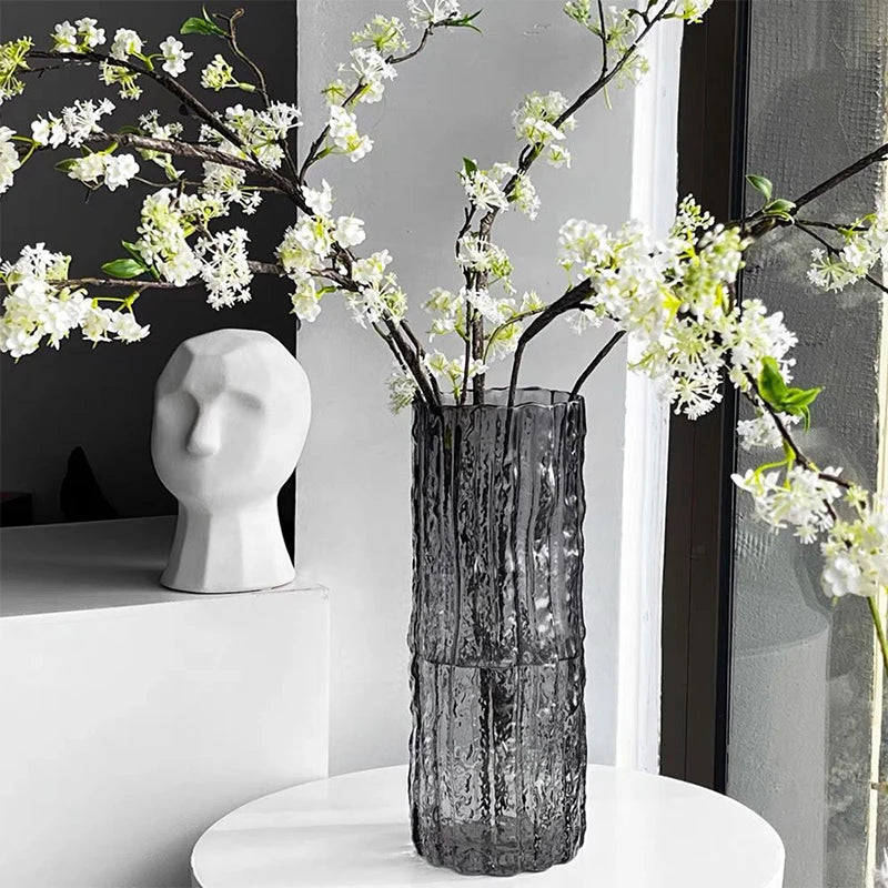 Transparent Glass Vase Flower Arrangement Art Dried Fresh Flowers Roses Office Desktop Living Room Bedroom Wedding Dining Room