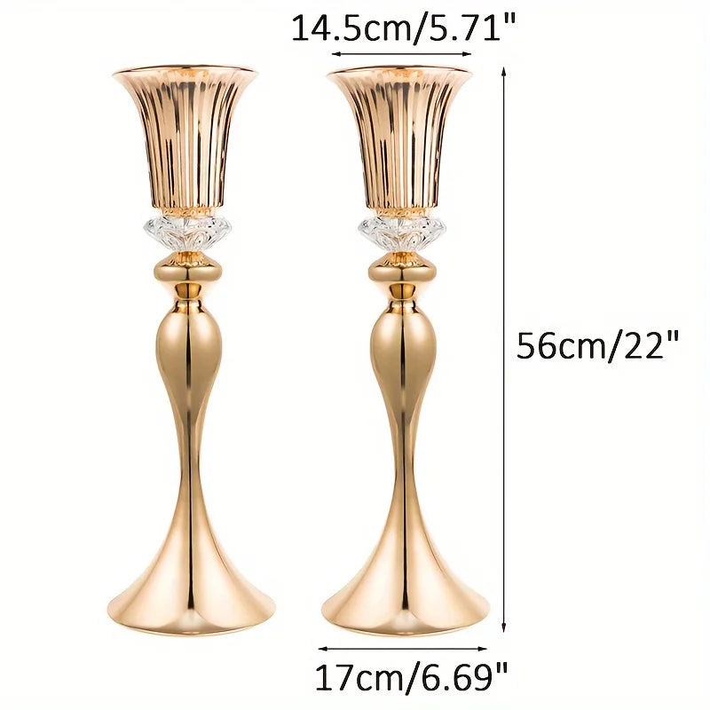 Set of 2/10 Crystal Flower Stands, 22 英寸 Tall Vases, Metal Centerpiece Vases for Table Decoration, Christmas, Party Decoration